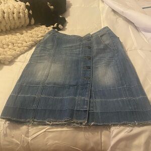 Casual Blue Denim A-Line Skirt